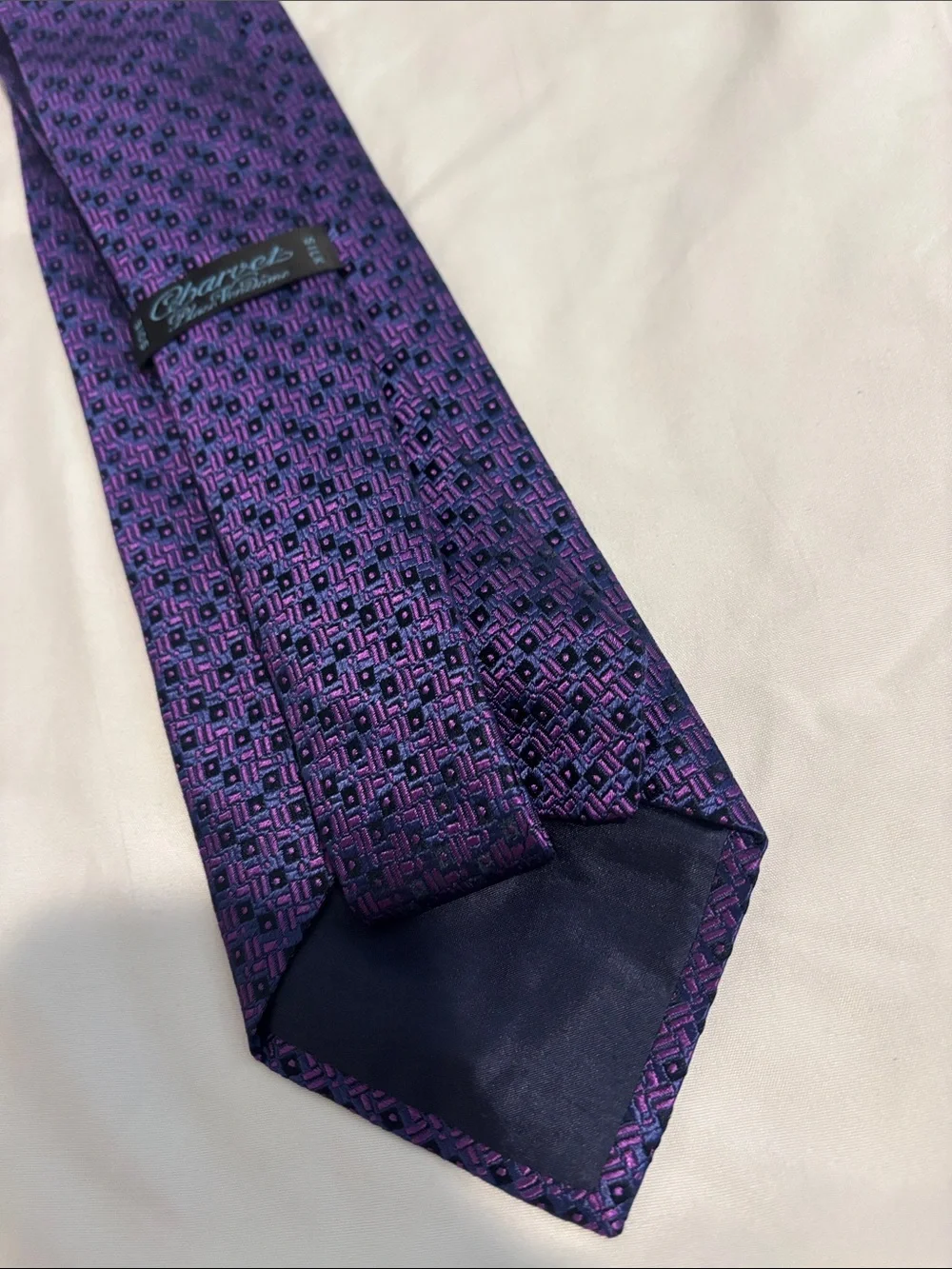 Charvet Purple Geometric Pattern Men's Tie - Classic Formal Accessory